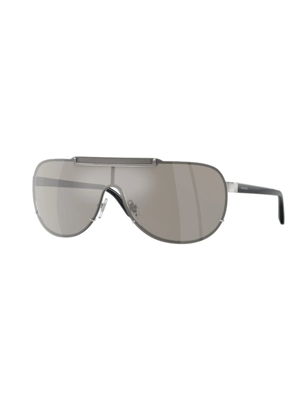Versace Men's Shield Sunglasses in Silver and Gray-Tinted Lens